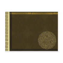 Celtic knot in dark brown with gold accent postcards