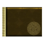 Celtic knot in dark brown with gold accent post card