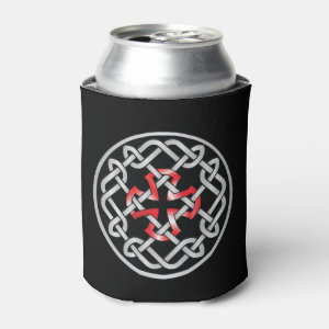 Celtic Knot Red Metallic Can Cooler