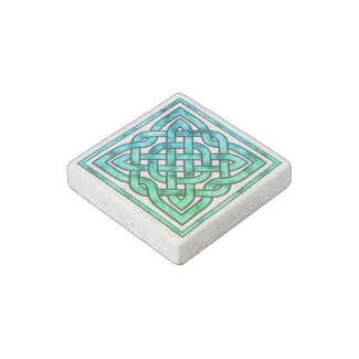 Celtic Knot: Square Blue Green Design Stone Magnet