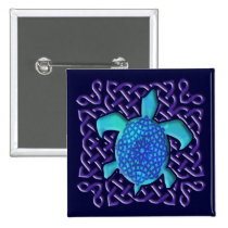 Celtic Knot Turtle (Blue) Buttons