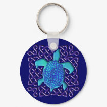 Celtic Knot Turtle (Blue) Keychain