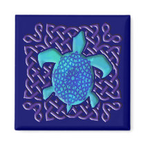 Celtic Knot Turtle (Blue) Magnets