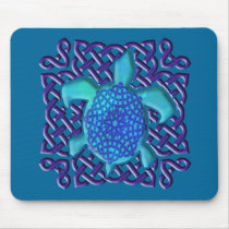 Celtic Knot Turtle (Blue) Mousepad
