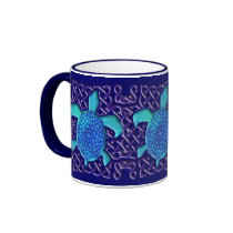 Celtic Knot Turtle (Blue) Mugs
