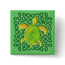 Celtic Knot Turtle (Green) Buttons