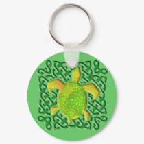 Celtic Knot Turtle (Green) Keychain