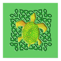 Celtic Knot Turtle (Green) Posters