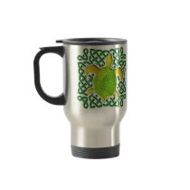 Celtic Knot Turtle (Green) Travel Mugs