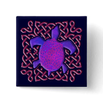 Celtic Knot Turtle (Purple) Button