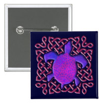 Celtic Knot Turtle (Purple) Button