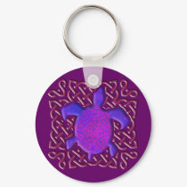 Celtic Knot Turtle (Purple) Keychain