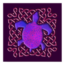 Celtic Knot Turtle (Purple) Poster
