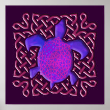 Celtic Knot Turtle (Purple) Poster