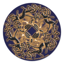 Celtic Knotwork Cat Stickers, Blue by Beltain Celtic Knotwork Cat Stickers, Blue