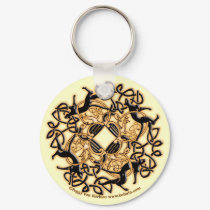 Celtic Knotwork Cats Keychain, White