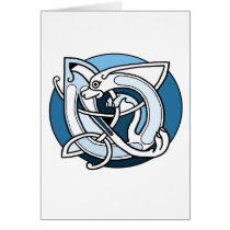 Celtic Knotwork Design - Blue Dog Greeting Card