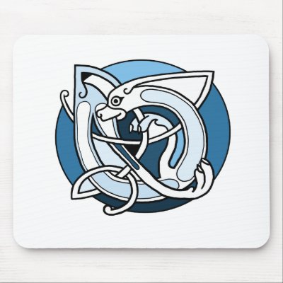 Celtic Knotwork Design - Blue Dog Mouse Pads by tinycow