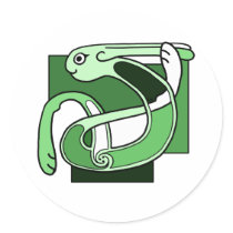 Celtic Knotwork Design - Green Rabbit stickers