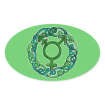 Celtic Knotwork Transgender Symbol Oval Stickers