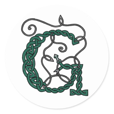 Celtic Letter G stickers by haidabeaver A green and silver serpent wrapped