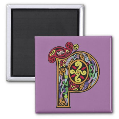 Celtic Letter'P' Magnet by dchaddad Celtic Art Forms and Zoomorphic