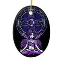 celtic, lotus, purple, cross, yoga, fairy, fae, faery, faerie, fantasy, art, myka, jelina, tattoos, faeries, Ornament with custom graphic design