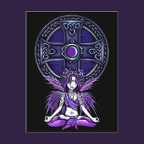 "Celtic Lotus" Purple Yoga Fairy Postcard