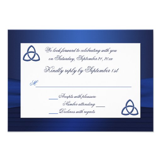 Celtic Love Knot in Sapphire Blue Reply Card Personalized Announcements