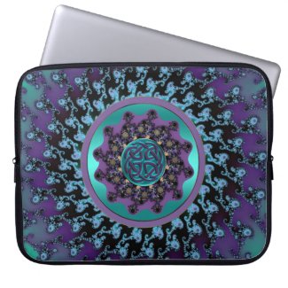 Celtic Mandala on Colorful Fractal Laptop Bag