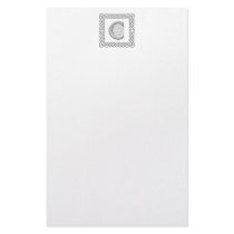 Celtic Monogram Letter C in Silver Embossed Effect Custom Stationery