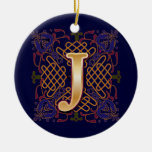 Celtic Monogram Letter J Ornaments