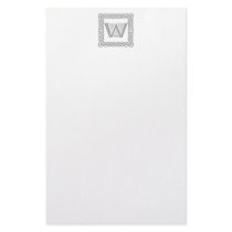 Celtic Monogram Letter W in Silver Embossed Effect Stationery Design