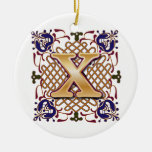 Celtic Monogram Letter X Christmas Ornaments