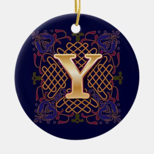 Celtic Monogram Letter Y Christmas Ornaments