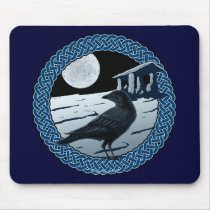 Celtic Moon, Raven and Dolman Mousepad mousepads