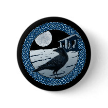 Celtic Moon, Raven and Dolman Pins and Buttons buttons