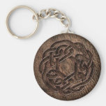 Celtic ornament embossed on leather keychain