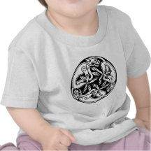 Celtic pattern with dogs - black and white tee shirt