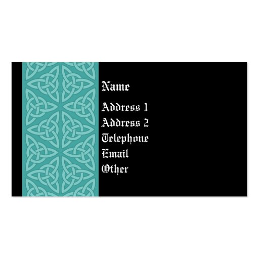 Celtic Profile Card - Cool Minty Green and Black Business Card Templates (front side)