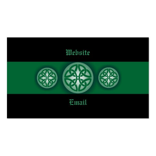 Celtic Profile Card - Green and Black 4 Business Card Template (back side)