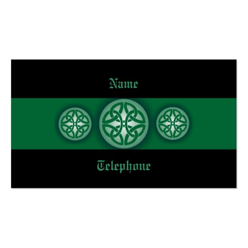 Celtic Profile Card - Green and Black 4 Business Card Template (front side)