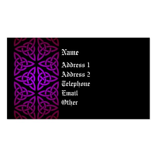 Celtic Profile Card - Purple and Black Business Card Template (front side)