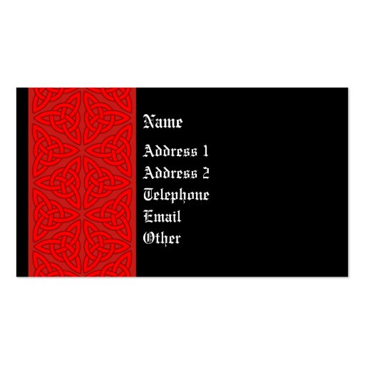 Celtic Profile Card - Reds Business Card Template (front side)