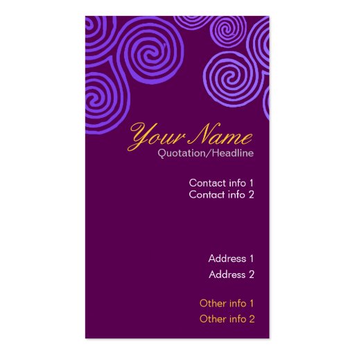 Celtic Purple Swirl Business Card (front side)