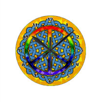 Celtic Rainbow Peace Round Wall Clock