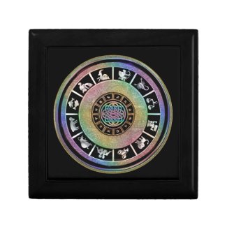 Celtic Rainbow Zodiac Mandala Trinket Box