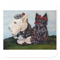 Celtic Scottish Terriers Square Sticker