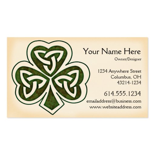 Celtic Shamrock Design 1 Irish Business Card (front side)