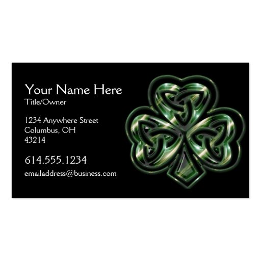 Celtic Shamrock Design 2 Irish Business Card (front side)